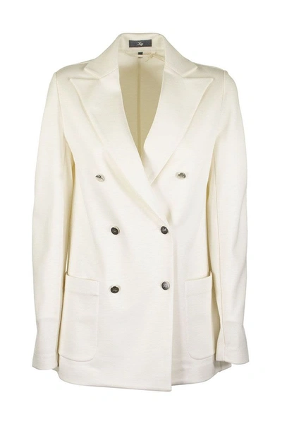 Shop Fay Double Breasted Jacket White