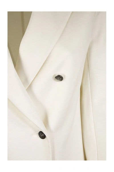 Shop Fay Double Breasted Jacket White