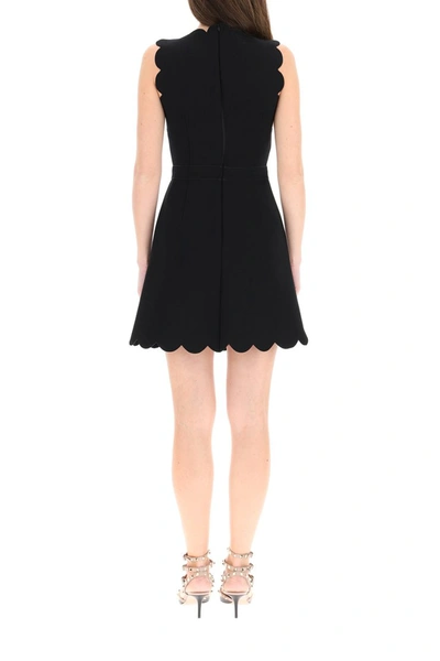 Shop Red Valentino Dress With Scallop Details In Nero