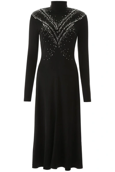 Shop Rabanne Paco  Long Dress With Rhinestones In Black