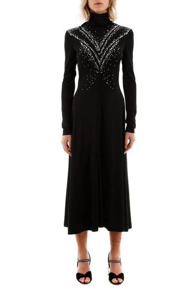 Shop Paco Rabanne Long Dress With Rhinestones In Black