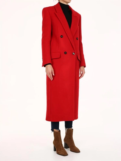 Shop Saint Laurent Cashmere Coat Red