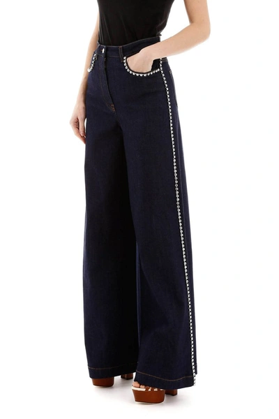 Shop Dolce & Gabbana Crystal-embellished Flare Jeans In Blu Scurissimo 1