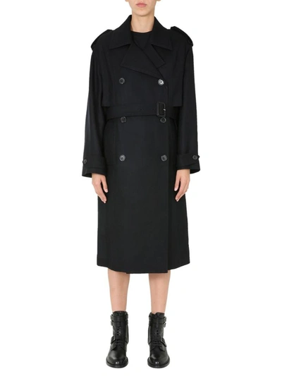 Shop Saint Laurent Double-breasted Trench In Black