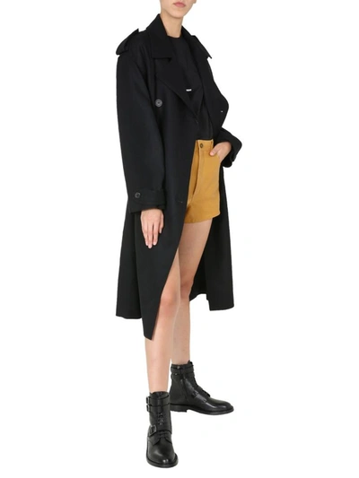 Shop Saint Laurent Double-breasted Trench In Black