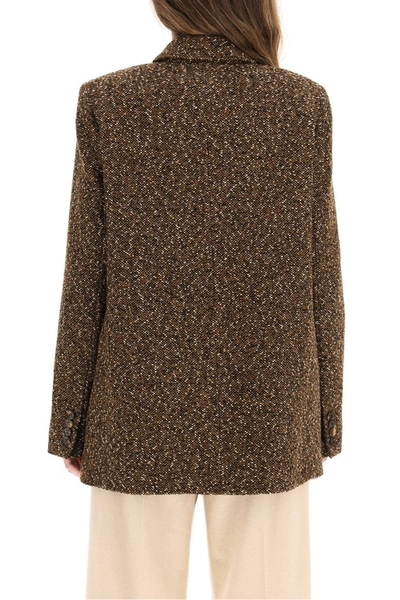 Max Mara Giove Woman Blazer In Wool Blend Tweed In Brown | ModeSens