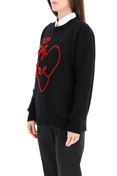 Shop Dolce & Gabbana Hand Embroidered Dg Love Sweater In Variante Abbinata