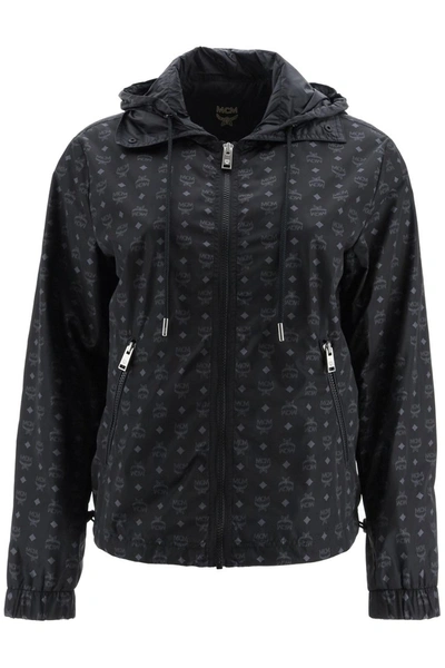 Shop Mcm Monogram Nylon Jacket In Black