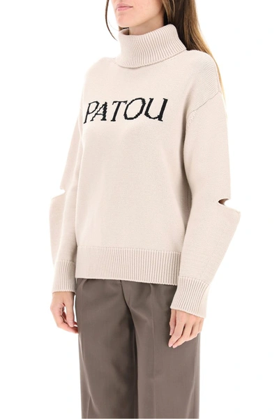 Shop Patou Logo Intarsia Sweater In Chestnut