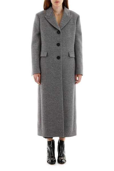 Shop Ferragamo Salvatore  Long Tailoring Coat In Topo Flannel