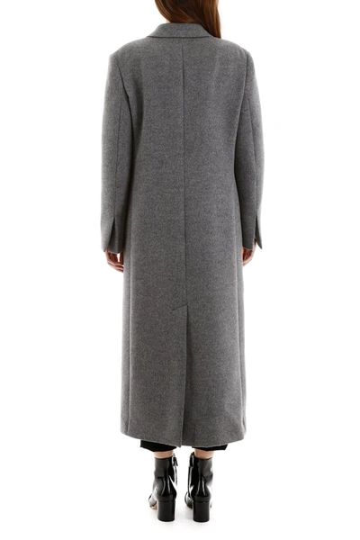 Shop Ferragamo Salvatore  Long Tailoring Coat In Topo Flannel