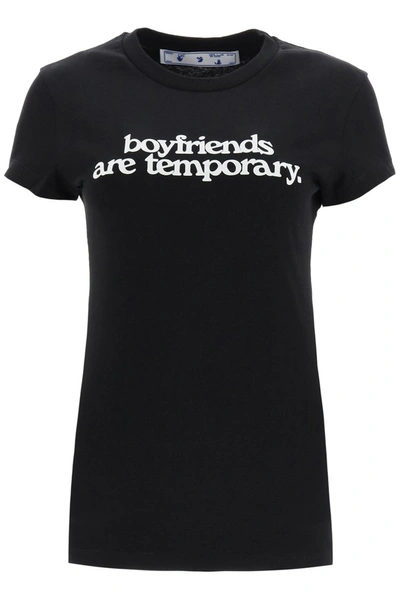 Shop Off-white T-shirt Boyfriends Print In Black White
