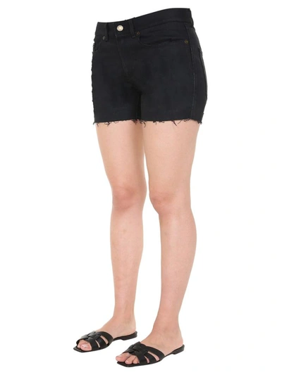 Shop Saint Laurent Low Waist Shorts In Black