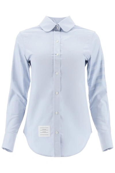 Shop Thom Browne 4-bar Cotton Shirt In Light Blue