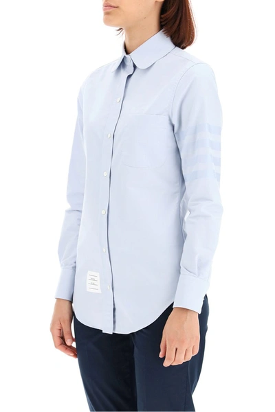 Shop Thom Browne 4-bar Cotton Shirt In Light Blue