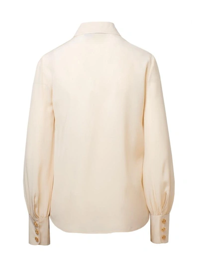 Shop Gucci Camicia Seta Avorio In White