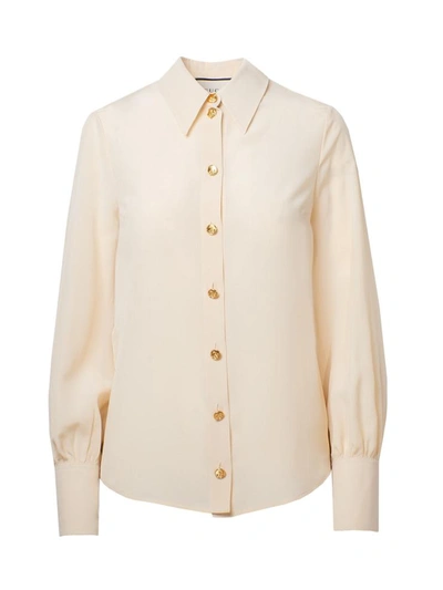 Shop Gucci Camicia Seta Avorio In White