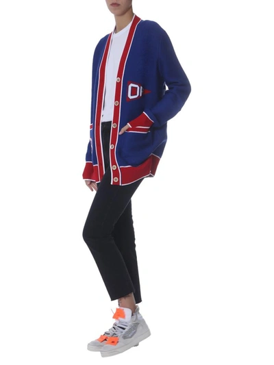Shop Off-white "flag" Cardigan In Blue