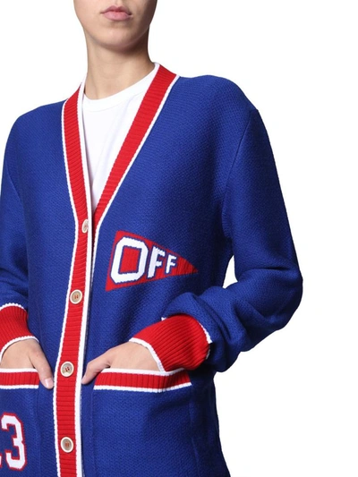 Shop Off-white "flag" Cardigan In Blue