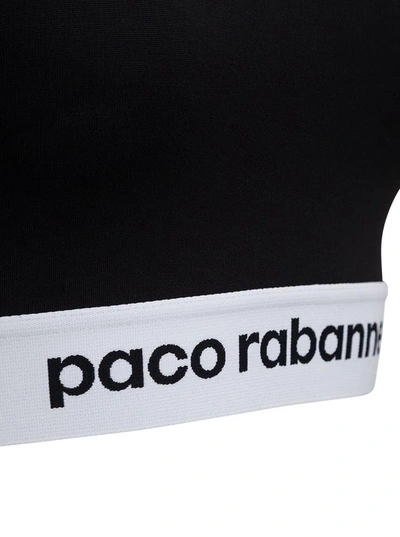 Shop Paco Rabanne Stretch Fabric Top With Logo In Black