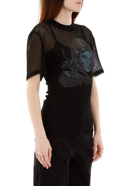Shop Off-white Panther Draped Mesh Top In Black Blue