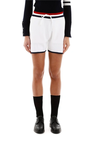 Shop Thom Browne Jersey Shorts In White