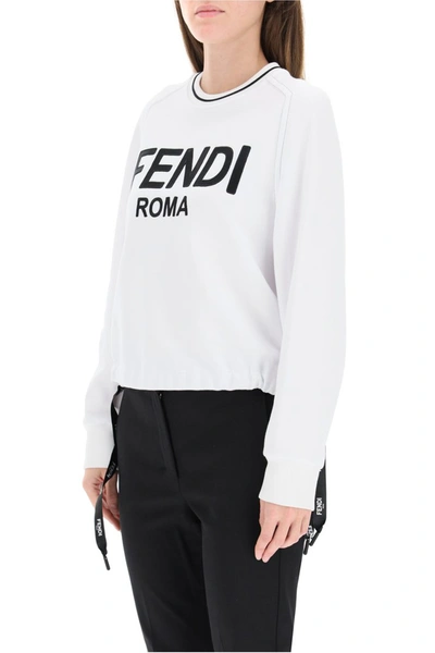 Shop Fendi Roma Embroidered Sweatshirt In White