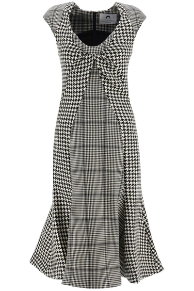 Shop Marine Serre Midi Houndstooth Dress In Black