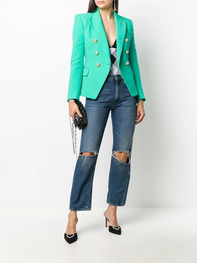 Shop Balmain Jackets Green