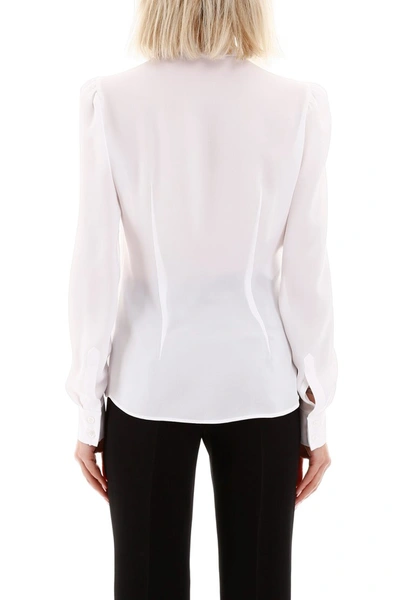 Shop Moschino Tie Neck Shirt In Bianco