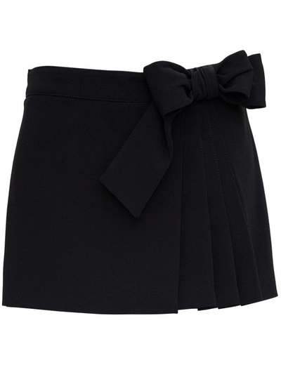 Shop Red Valentino Divided Mid Skirt With Bow Detail In Black