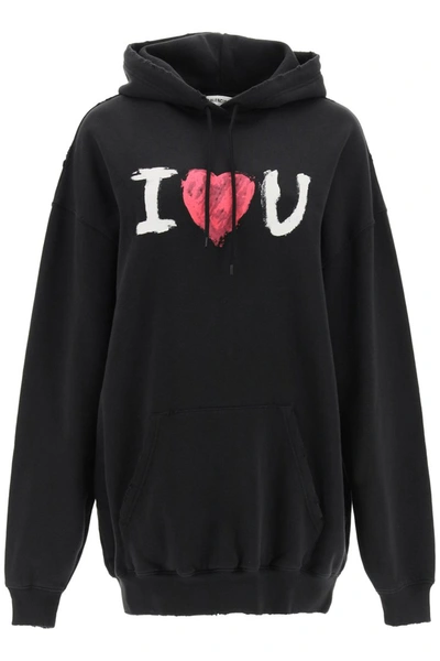 Shop Balenciaga Over Sweatshirt With I Love You Print In Black White