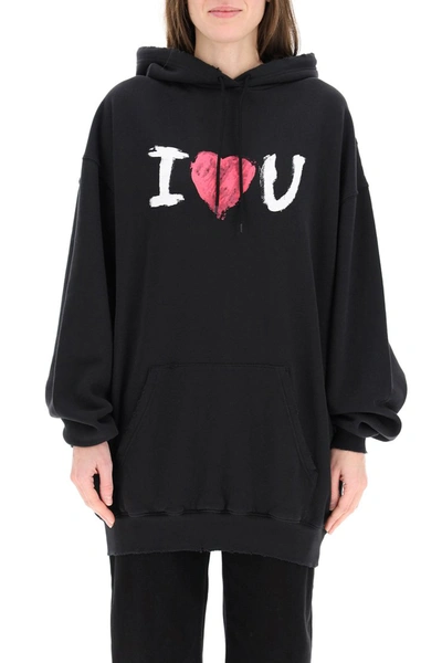 Shop Balenciaga Over Sweatshirt With I Love You Print In Black White