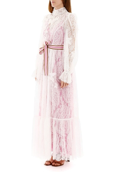 Shop Zimmermann Long Lace Dress In Ivory