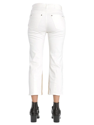 Shop Mm6 Maison Margiela Mixed Material Trousers In White