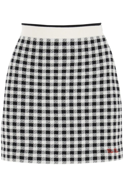 Miu Miu Black & White Knit Logo Miniskirt | ModeSens