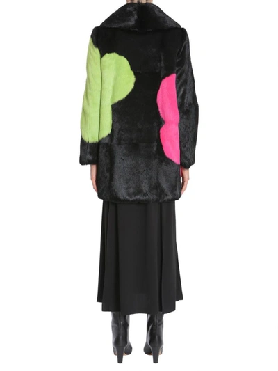 Shop Boutique Moschino Long Fur Coat In Multicolour