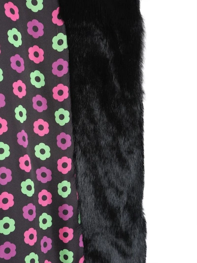 Shop Boutique Moschino Long Fur Coat In Multicolour