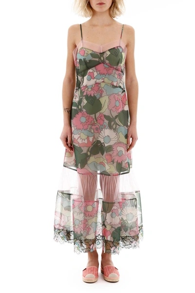 Shop Fendi Floral Print Midi Dress In Cedar