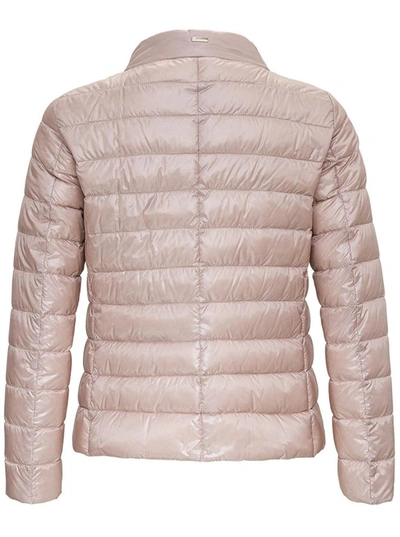 Shop Herno Nylon Down Jacket With Logoed Scarf In Pink