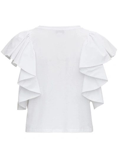 Shop Alexander Mcqueen T-shirt With Flounced Sleeves In White