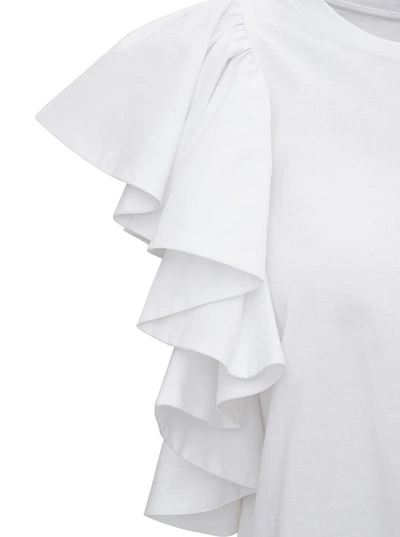 Shop Alexander Mcqueen T-shirt With Flounced Sleeves In White