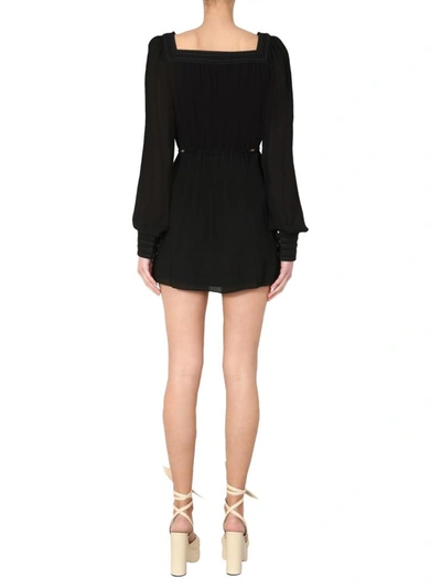 Shop Saint Laurent Long Sleeved Dress In Black