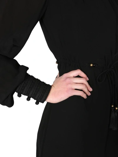 Shop Saint Laurent Long Sleeved Dress In Black