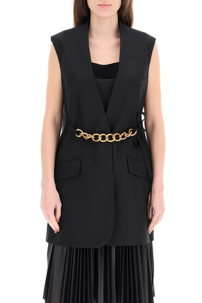 Shop Givenchy Sleeveless Jacket With Chain In Black