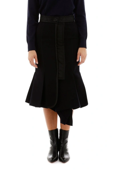 Shop Sacai Wool Melton Skirt In Navy