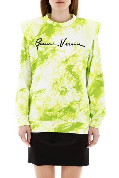 Shop Versace Tie-dye Sweatshirt In Lime