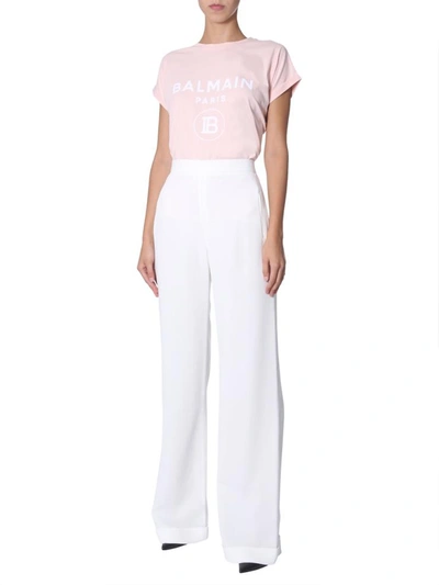 Shop Balmain High Waist Trousers In White