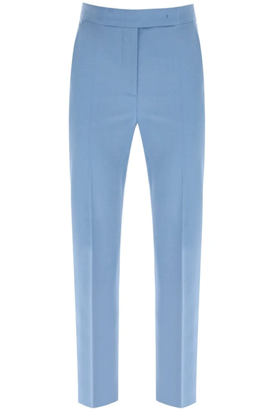 Shop Max Mara Tempo Trousers In Mohair Wool In Azzurro