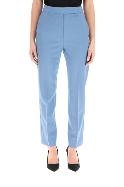 Shop Max Mara Tempo Trousers In Mohair Wool In Azzurro